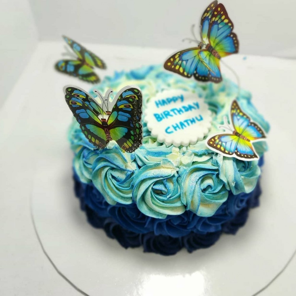 Floral Cake with Butterflies