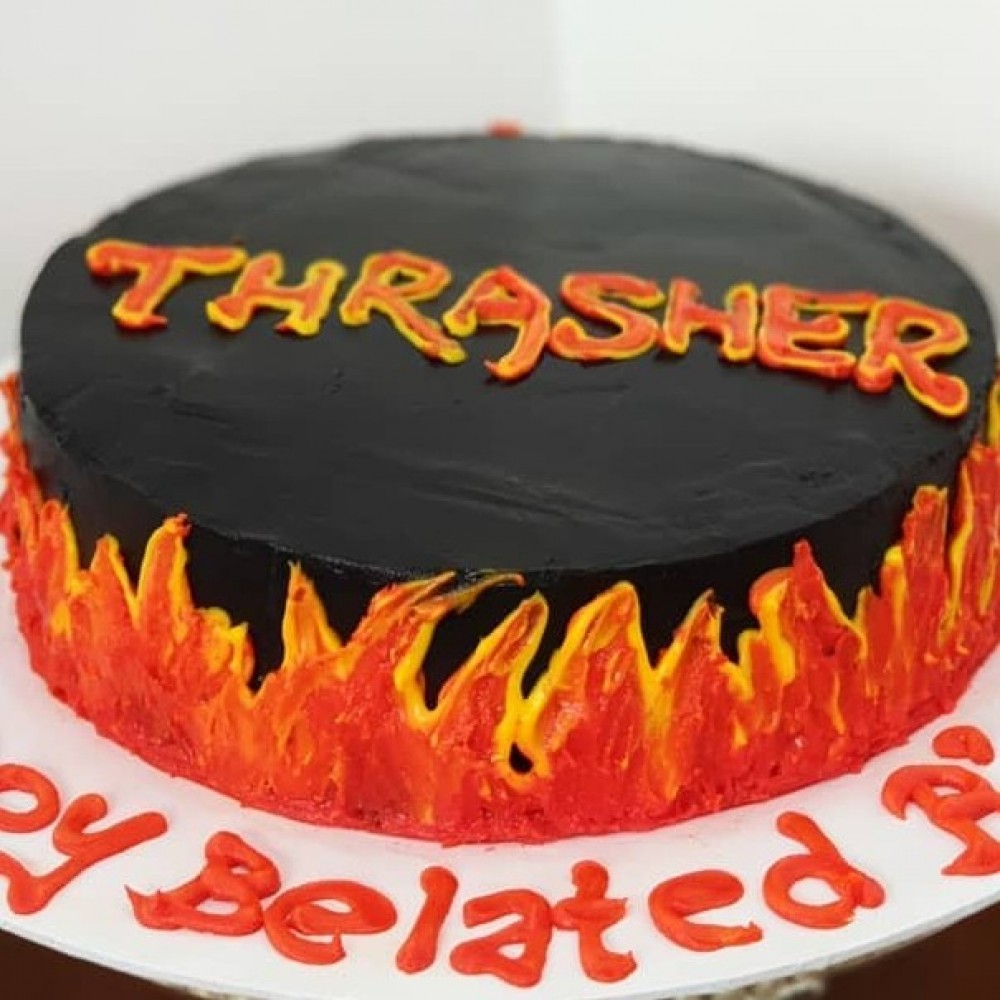 Fire Emoji Birthday Cake - EatYourPhoto